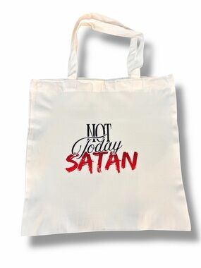 "Not Today Satan" Canvas Tote Bag NWOT